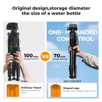 K&F Concept kompakti kamerateline DSLR-kameralle ja älypuhelimelle musta