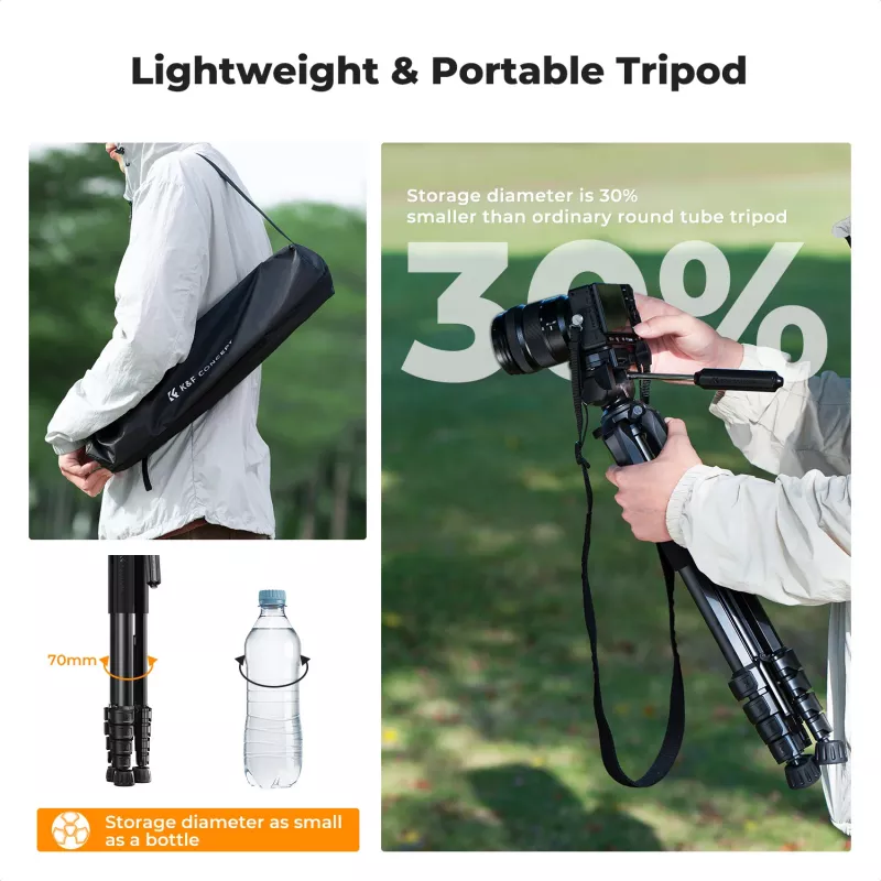K&F Concept kompakti kamerateline DSLR-kameralle ja älypuhelimelle musta