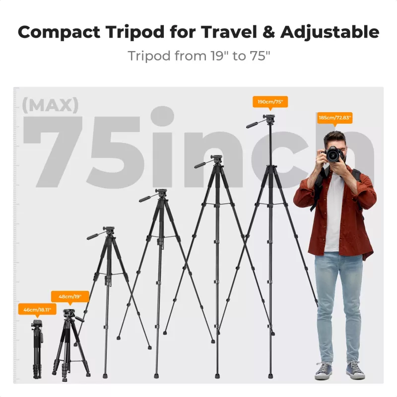 K&F Concept kompakti kamerateline DSLR-kameralle ja älypuhelimelle musta