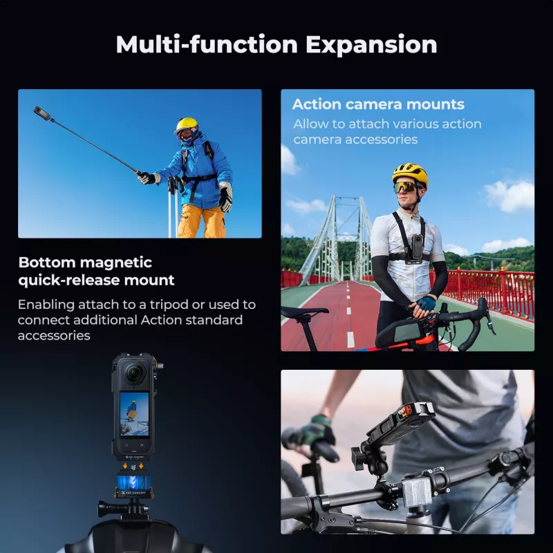 KF Protective Frame Mount Cage 2x 1/4 tuuman 20 kierrereijällä ja GoPro-pidikkeellä Insta360 X5:lle / Kf31.182