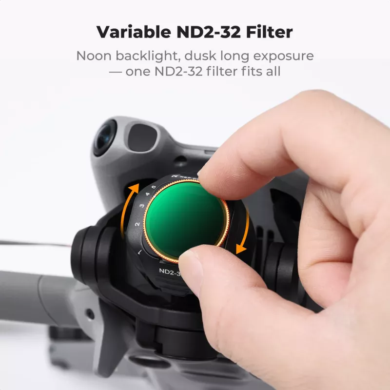K&F Variable ND -suodatin ND2-ND32 DJI Mini 5 Pro -droonille, AGC-lasi