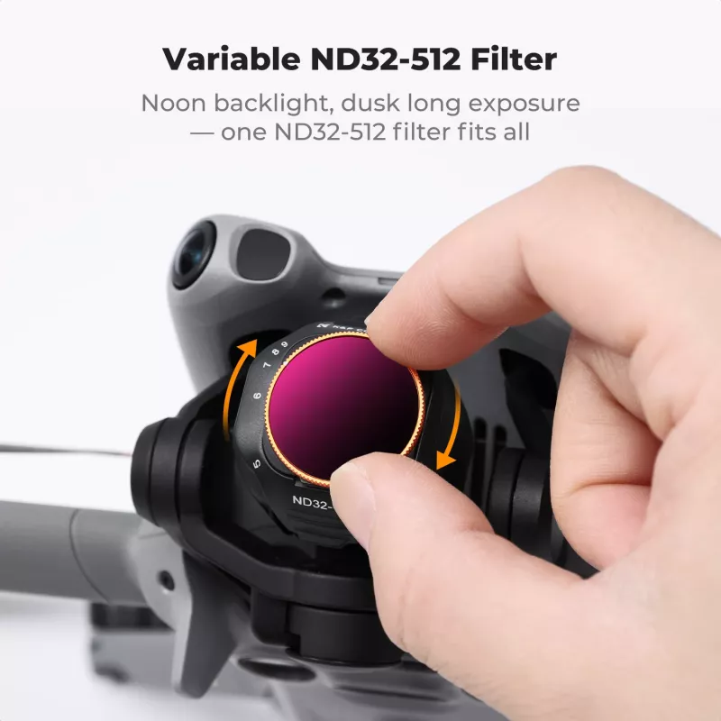 K&F Variable ND -suodatin ND32-ND512 DJI Mini 5 Pro -droonille, AGC-lasi, KF02.0004