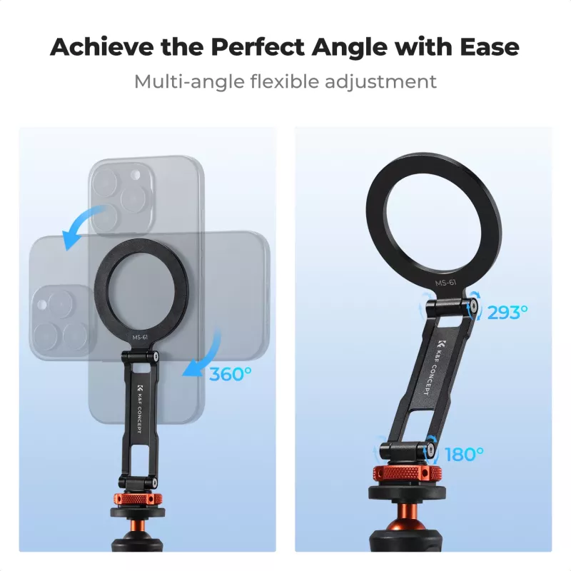 KF Magnetic MagSafe -puhelinpidike 1/4 tuuman kierteellä ja Cold Shoe -kengällä - musta (KF31.196)