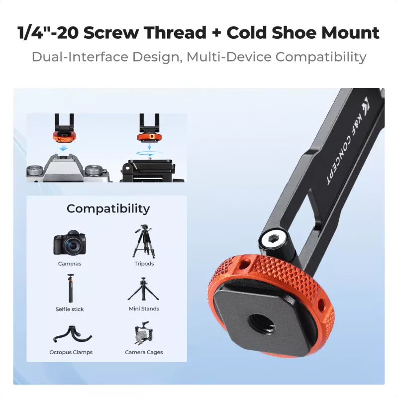 KF Magnetic MagSafe -puhelinpidike 1/4 tuuman kierteellä ja Cold Shoe -kengällä - musta (KF31.196)