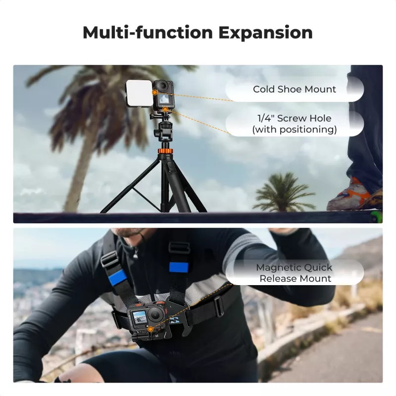 KF kehyspidike kamerahäkki DJI Osmo Action 6:lle, metalli, musta, KF12.0026