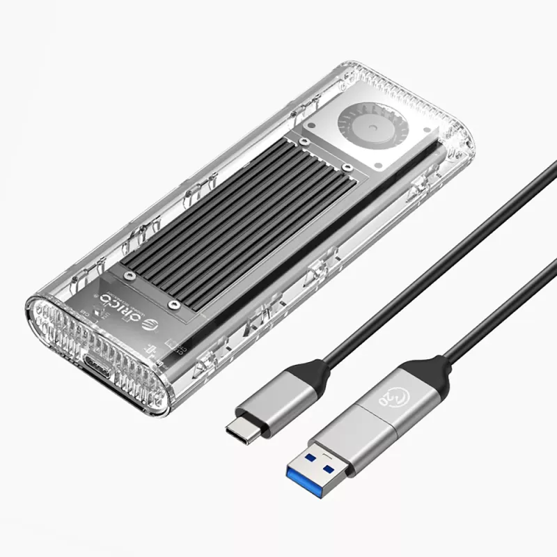 ORICO TCM2-G20 M.2 NVMe USB-C 3.2 20Gb/s -kotelo - hopea/läpinäkyvä