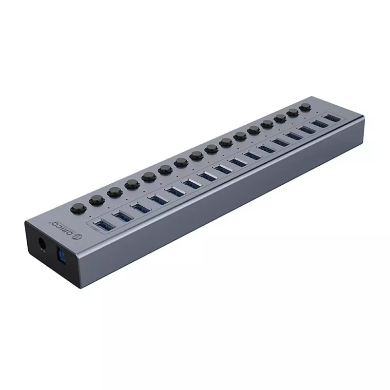ORICO BT2U3-16AB 16 portin USB 3.0 -keskitin yksittäiskytkimillä - harmaa