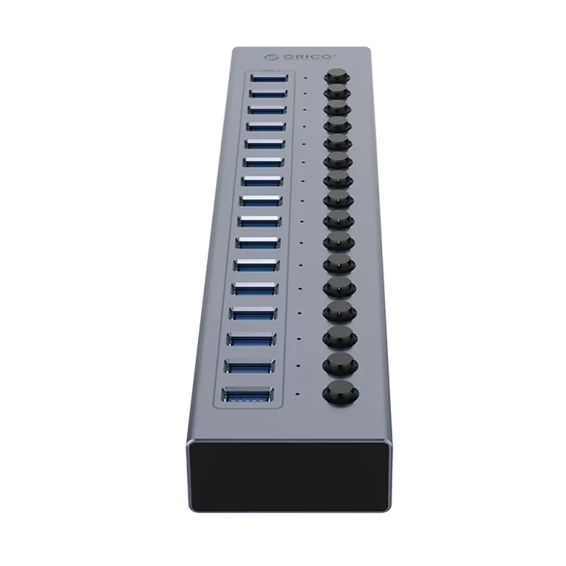 ORICO BT2U3-16AB 16 portin USB 3.0 -keskitin yksittäiskytkimillä - harmaa