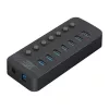 ORICO CT2U3-7AB USB 3.0 -keskitin 7 USB-A-liitännällä ja yksittäiskytkimillä - musta