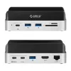 ORICO MiniDock 10-in-1 USB-C-telakointiasema M.2 NVMe/SATA SSD -kotelolla - hopea