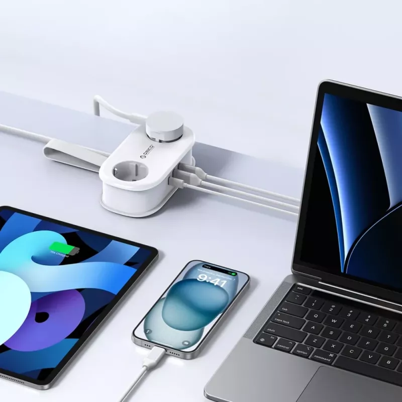 ORICO AP3 20W GaN virtalista 5-in-1 2x AC + 2x USB-A + 1x USB-C - valkoinen