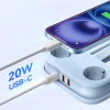 ORICO AP3 20W GaN virtalista 5-in-1, 2x AC + 2x USB-A + 1x USB-C, sininen