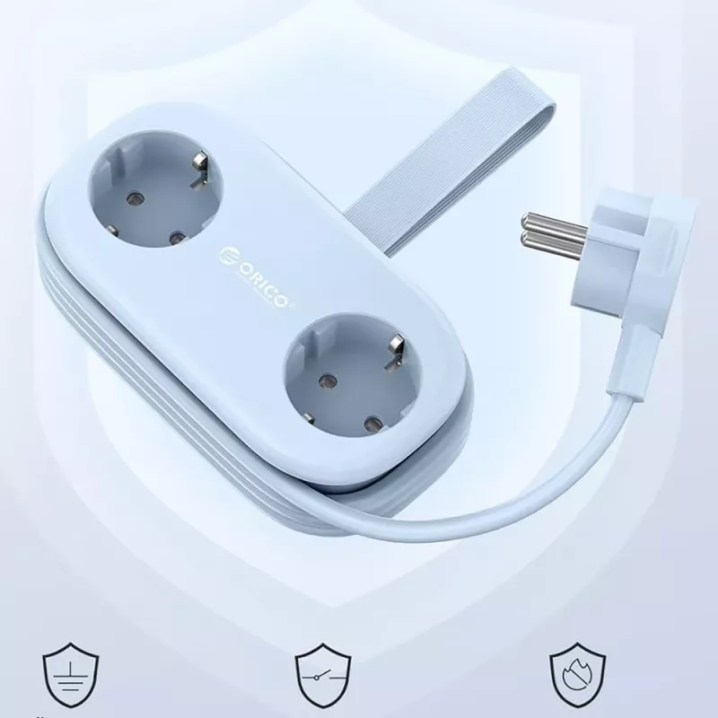 ORICO AP3 20W GaN virtalista 5-in-1, 2x AC + 2x USB-A + 1x USB-C, sininen