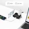 ORICO PDC25 25W 6-in-1 virtalista 2 AC-pistorasialla, 2 USB-A- ja 2 USB-C-liitännällä - musta