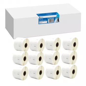12x G&G tarrat 32mm x 57mm musta valkoisella yhteensopiva Dymo 11354 / S0722540 kanssa