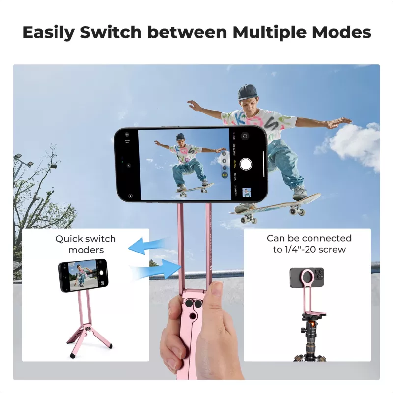 KF 3-in-1 magneettinen puhelinpidike jalusta kahva pöytäteline iPhone MagSafe pinkki