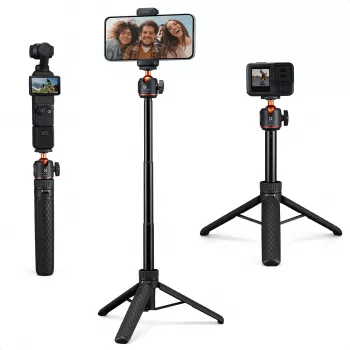 KF Mini-jalusta ja selfie-tikku 65 cm 360° pää puhelinpidike KF09.180S1 musta