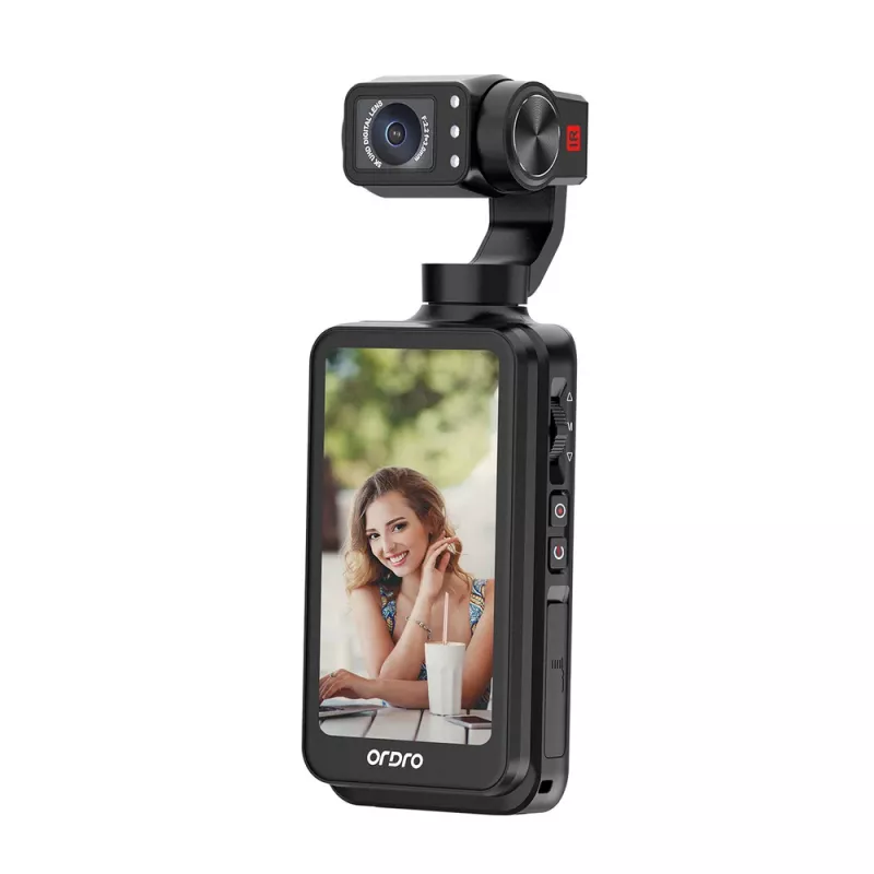 Ordro Pocket M5 5K action-kamera 3-akselisella gimbalilla, 12MP, Wi-Fi, musta