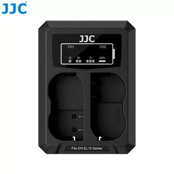 JJC Dual USB -laturi 2x Nikon EN-EL15 EN-EL15a EN-EL15b EN-EL15c akuille