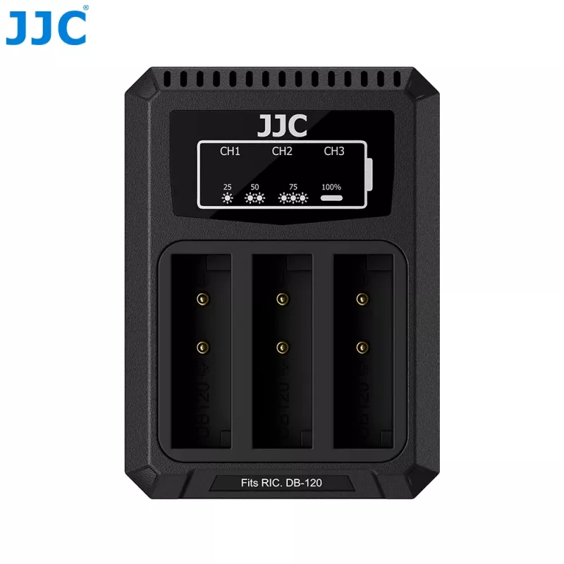 JJC Triple USB -akkulaturi Ricoh DB-120 (3 paikkaa) - DCH-DB120TC