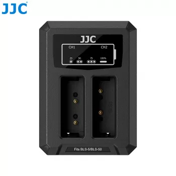 JJC Dual USB -laturi Olympus BLS-1 BLS-5 BLS-50 -akuille