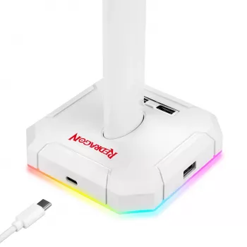 Redragon Scepter PRO HA300-W Pelikuulokkeiden teline RGB-valaistuksella, valkoinen