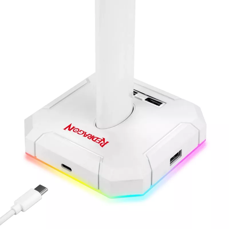 Redragon Scepter PRO HA300-W Pelikuulokkeiden teline RGB-valaistuksella, valkoinen