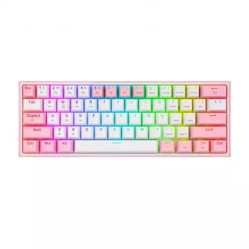 Redragon Fizz Pro K616 60% Kolmitilainen mekaaninen pelinäppäimistö, valkoinen/vaaleanpunainen, RGB, Hot-Swappable, 1600mAh