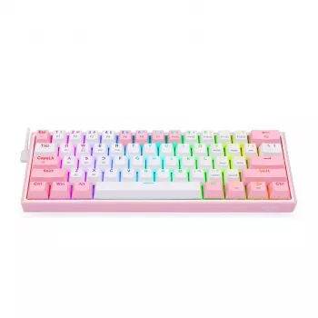 Redragon Fizz Pro K616 60% Kolmitilainen mekaaninen pelinäppäimistö, valkoinen/vaaleanpunainen, RGB, Hot-Swappable, 1600mAh