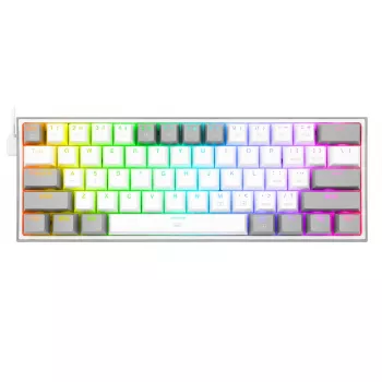 Redragon K617 Fizz RGB valkoinen/harmaa 60% mekaaninen pelinäppäimistö Hot-Swappable Red -kytkimillä