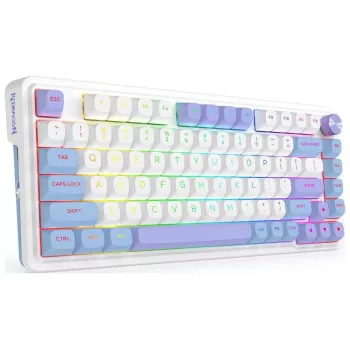Redragon Ucal Max K673WBP-RGB-MAX Kolmitilainen mekaaninen näppäimistö 75% 82 näppäintä Hot-Swappable Gasket Mount PBT-näppäinhatut RGB valkoinen/musta/violetti