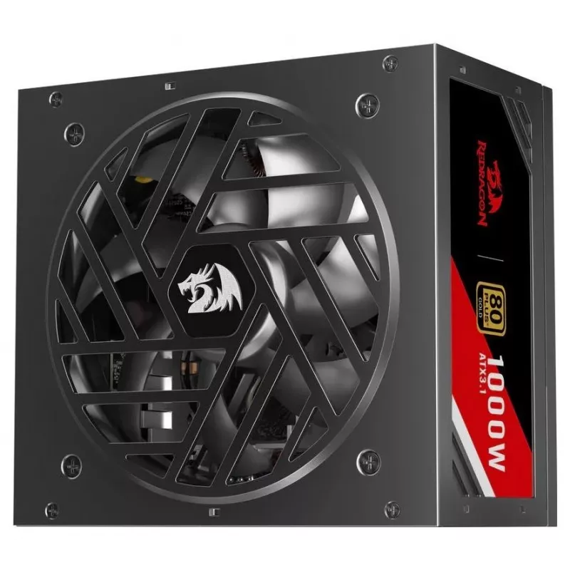 Redragon Master GC-MS03 1000W -virtalähde, 80 PLUS Standard, ATX, ei-modulaarinen, 120 mm tuuletin, musta