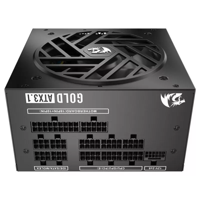 Redragon Master GC-MS03 1000W -virtalähde, 80 PLUS Standard, ATX, ei-modulaarinen, 120 mm tuuletin, musta