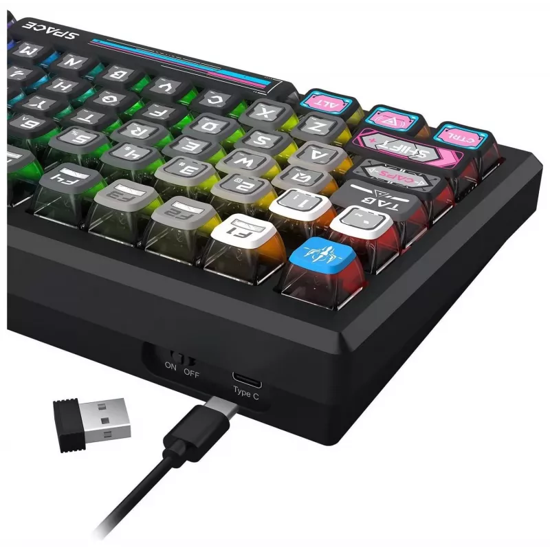 Redragon K732MC-RGB-PRO Uranus Pro 82 75 % -mekaaninen näppäimistö, Hot-Swappable, RGB, USB-C, musta