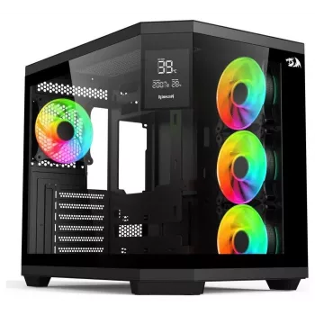Redragon Vision ARGB GC-625-PRO Mid-Tower -pelikotelo, musta, karkaistu lasi, 4x120 mm ARGB-tuuletinta