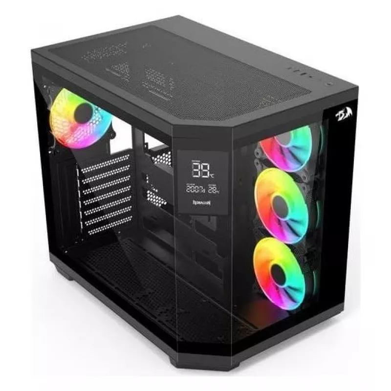 Redragon Vision ARGB GC-625-PRO Mid-Tower -pelikotelo, musta, karkaistu lasi, 4x120 mm ARGB-tuuletinta