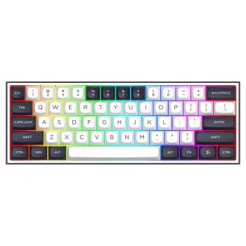 Redragon ALCOR QMK K717WB-RGB-PRO -mekaaninen näppäimistö, 75 % layout, Tri-Mode, Hot-Swappable, valkoinen/musta