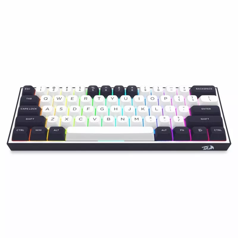 Redragon ALCOR QMK K717WB-RGB-PRO -mekaaninen näppäimistö, 75 % layout, Tri-Mode, Hot-Swappable, valkoinen/musta