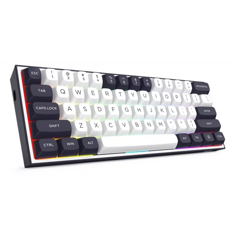 Redragon ALCOR QMK K717WB-RGB-PRO -mekaaninen näppäimistö, 75 % layout, Tri-Mode, Hot-Swappable, valkoinen/musta