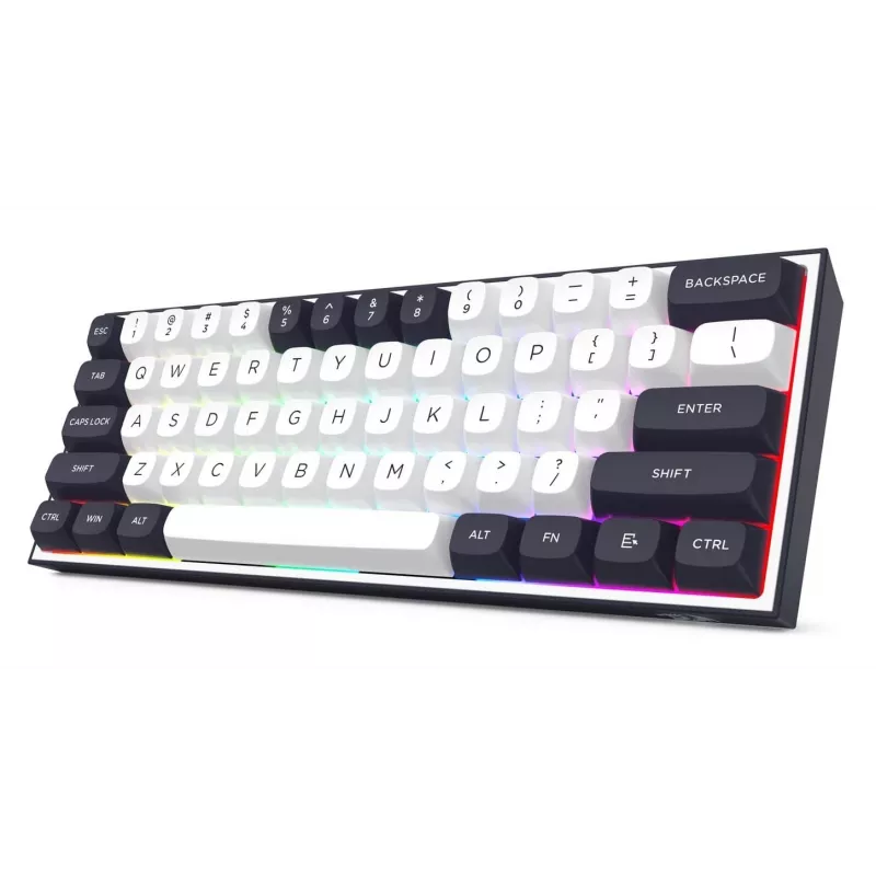 Redragon ALCOR QMK K717WB-RGB-PRO -mekaaninen näppäimistö, 75 % layout, Tri-Mode, Hot-Swappable, valkoinen/musta
