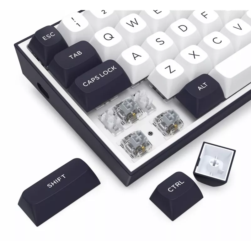 Redragon ALCOR QMK K717WB-RGB-PRO -mekaaninen näppäimistö, 75 % layout, Tri-Mode, Hot-Swappable, valkoinen/musta