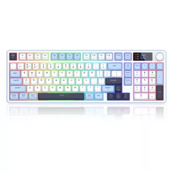 Redragon ARIA PRO K527WBL-PRO 75 % Tri-Mode RGB -mekaaninen näppäimistö (valkoinen/harmaa sinisillä korostuksilla)