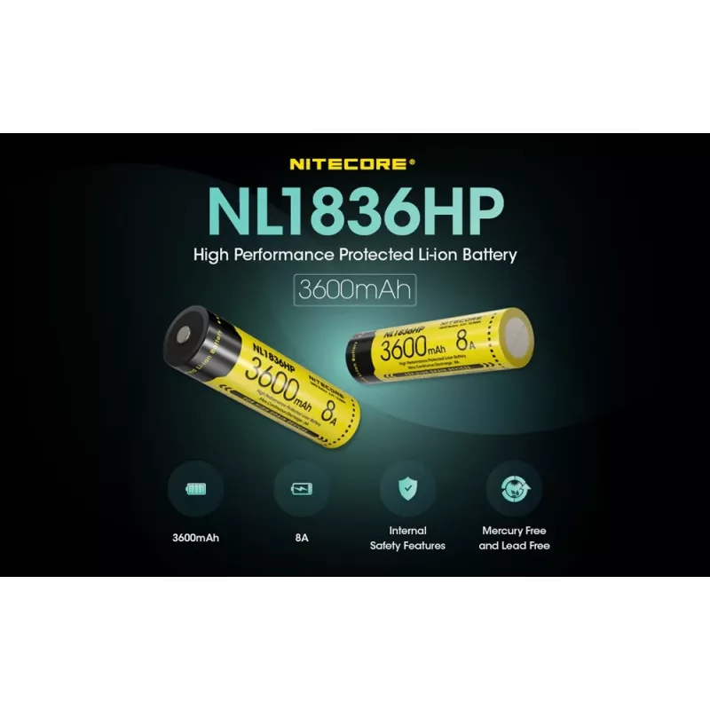 Nitecore NL1836HP 3600mAh 18650 Li-ion Button Top akku