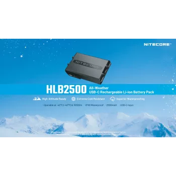 Nitecore HLB2500 2500 mAh Li-Ion akku USB-C-lataustoiminnolla