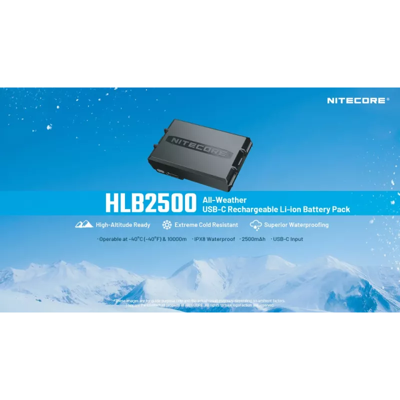 Nitecore HLB2500 2500 mAh Li-Ion akku USB-C-lataustoiminnolla
