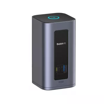 Baseus Nomos NU1 Air Spacemate 12-in-1 USB-C telakointiasema, 2x HDMI 4K@60Hz, 2x DP 4K@60Hz, 2x USB-C, 2x USB-A 5Gbps, 2x USB-A 2.0, RJ45 Gigabit Ethernet, harmaa