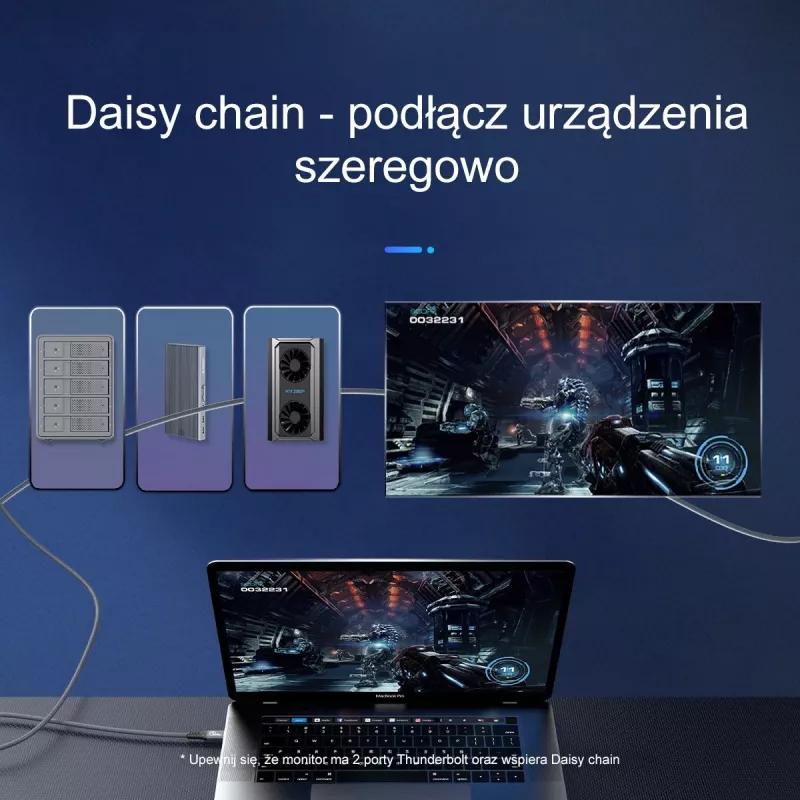 ORICO Thunderbolt 4 kaapeli USB-C 40 Gbit/s 8K60Hz PD 100W 2m musta