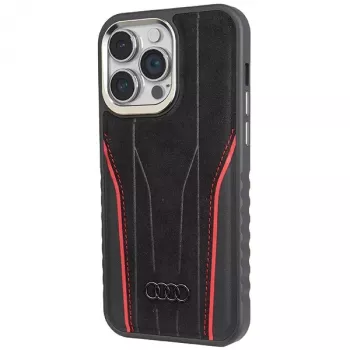 Audi aito nahka MagSafe iPhone 15 Pro Max 6.7 musta-punainen kova kotelo AU-TPUPCMIP15PM-R8/D3-RD
