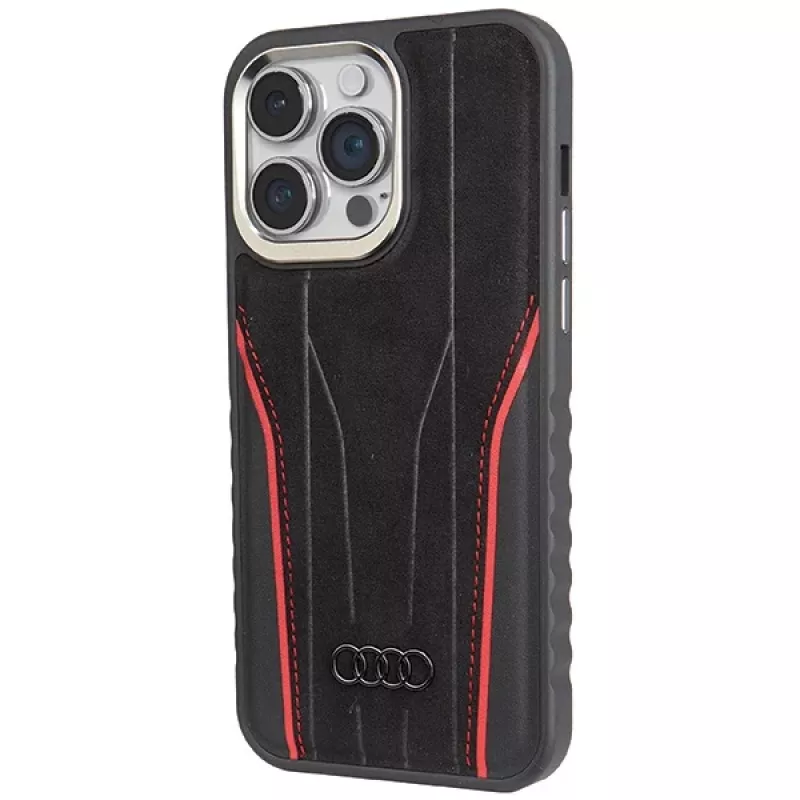 Audi aito nahka MagSafe iPhone 14 Pro Max 6.7 musta-punainen kova kotelo