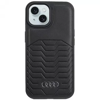 Audi keinonahka MagSafe kova kotelo iPhone 15 / 14 / 13 6,1 tuuman musta